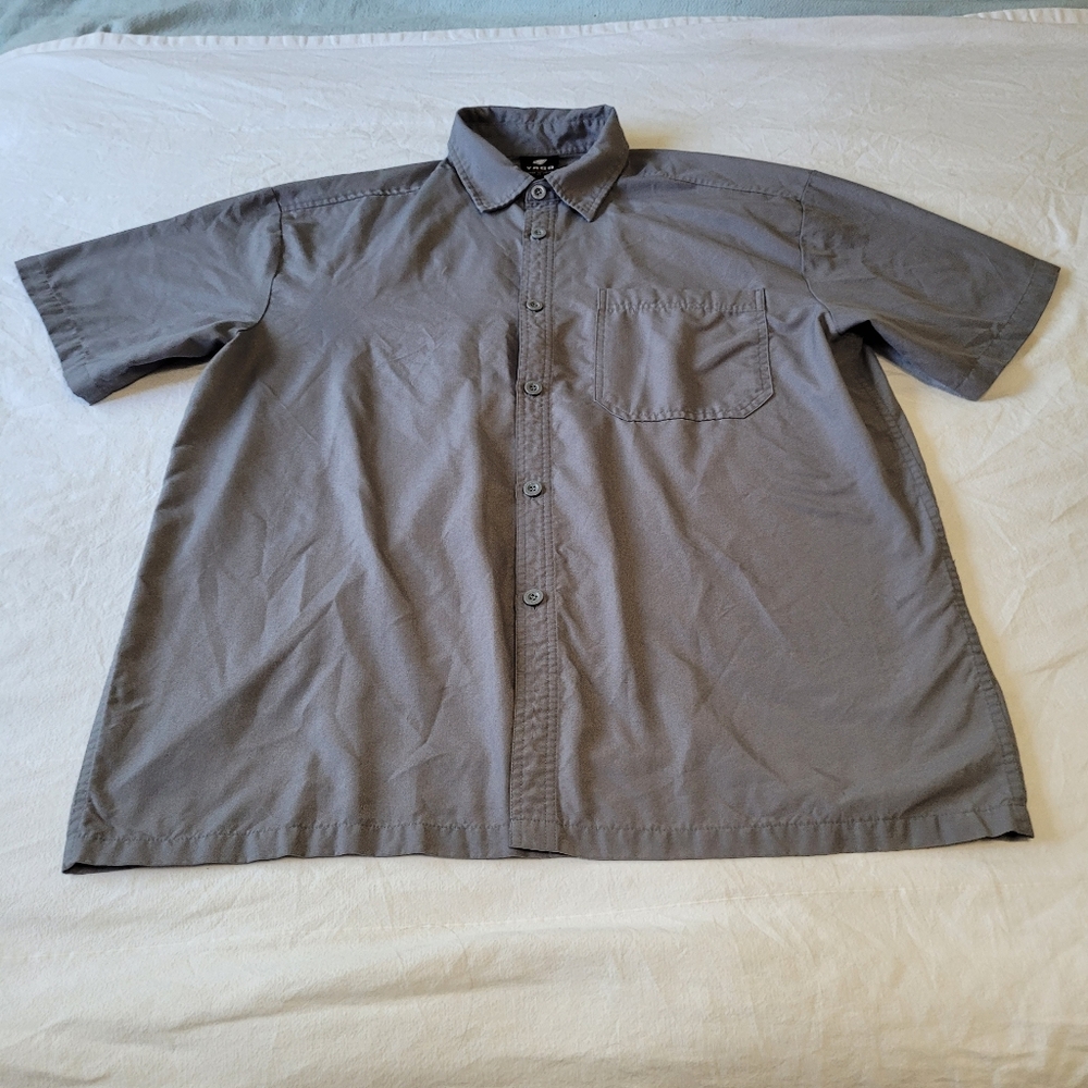 YAGO Men's Casual Short Sleeve Button Up Shirt Slate Gray XL Work Shirt Mechanic